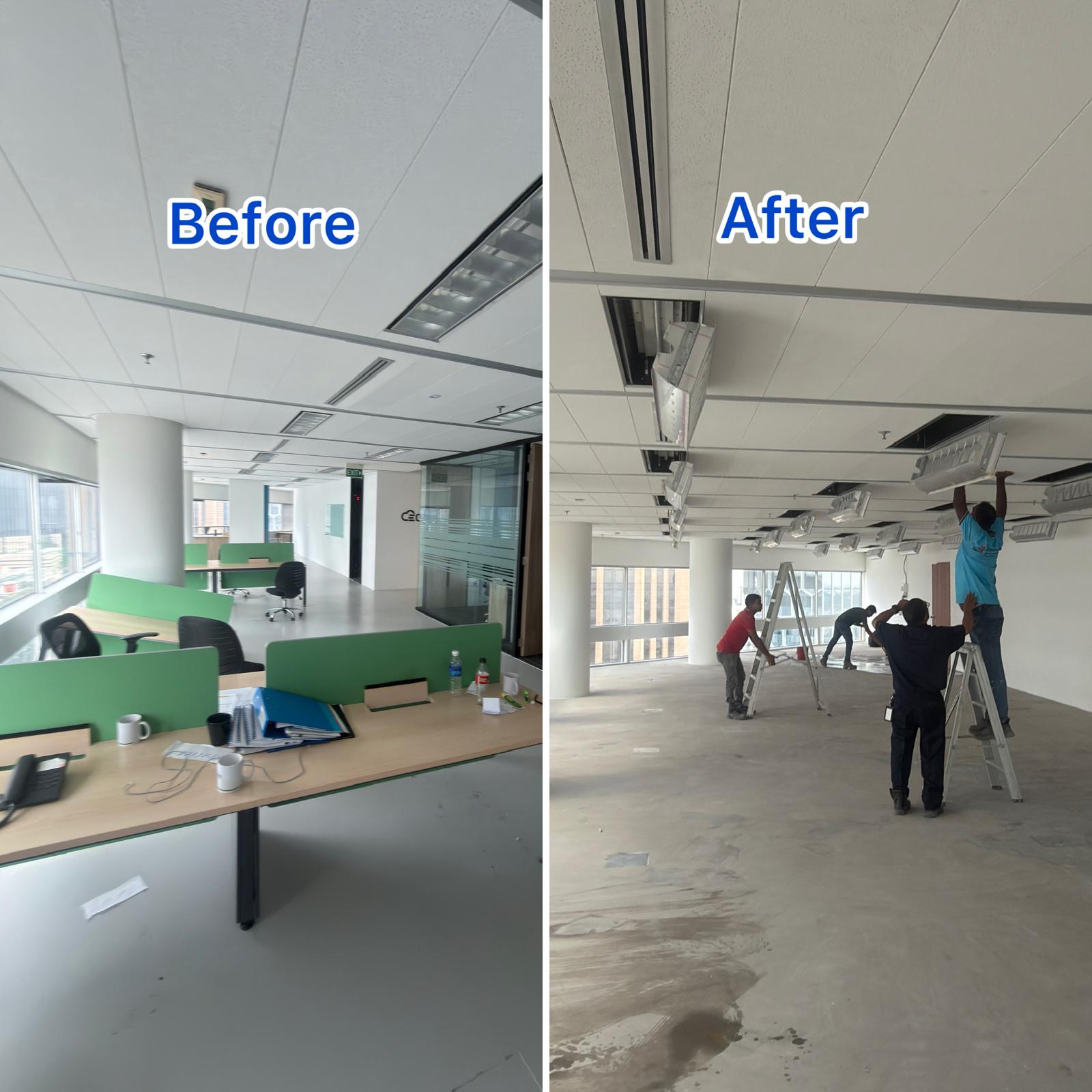 Commercial Office Renovation & Ceiling Removal Works Service in Singapore